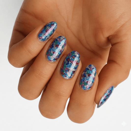 Holy Grail Nail Non-UV Nail Wraps Dressed Up (Glitter) - Wide Fit Wrap (22 Piece)