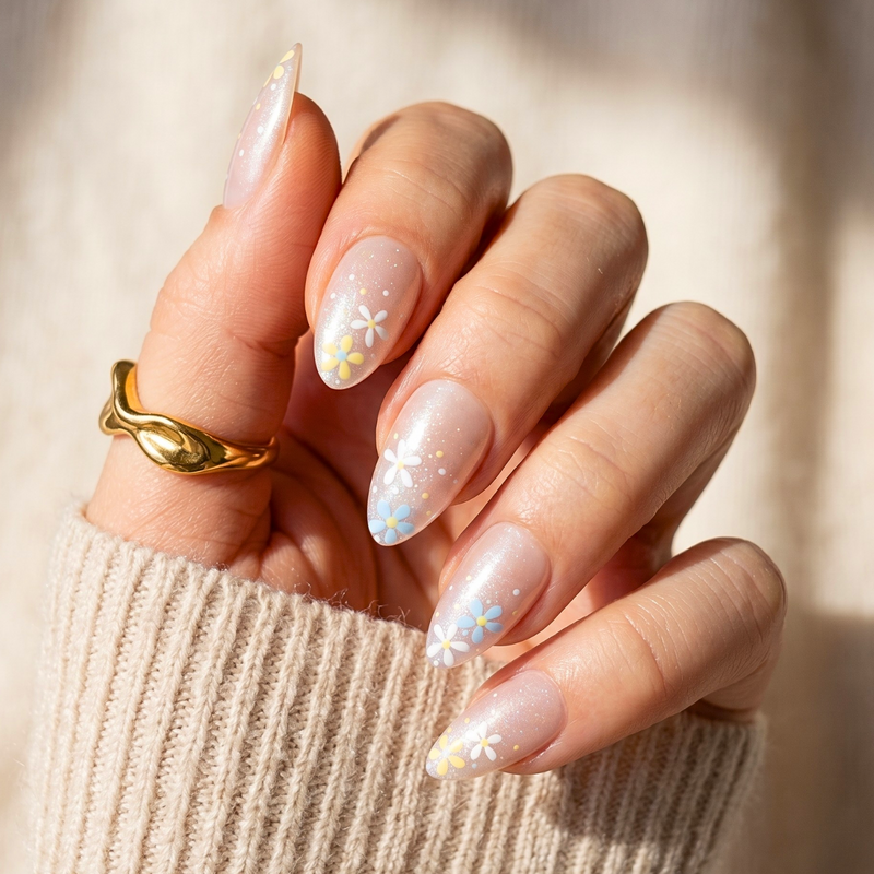 Bouquet (Glazed) - Soft Gel Press Ons (Short Almond)