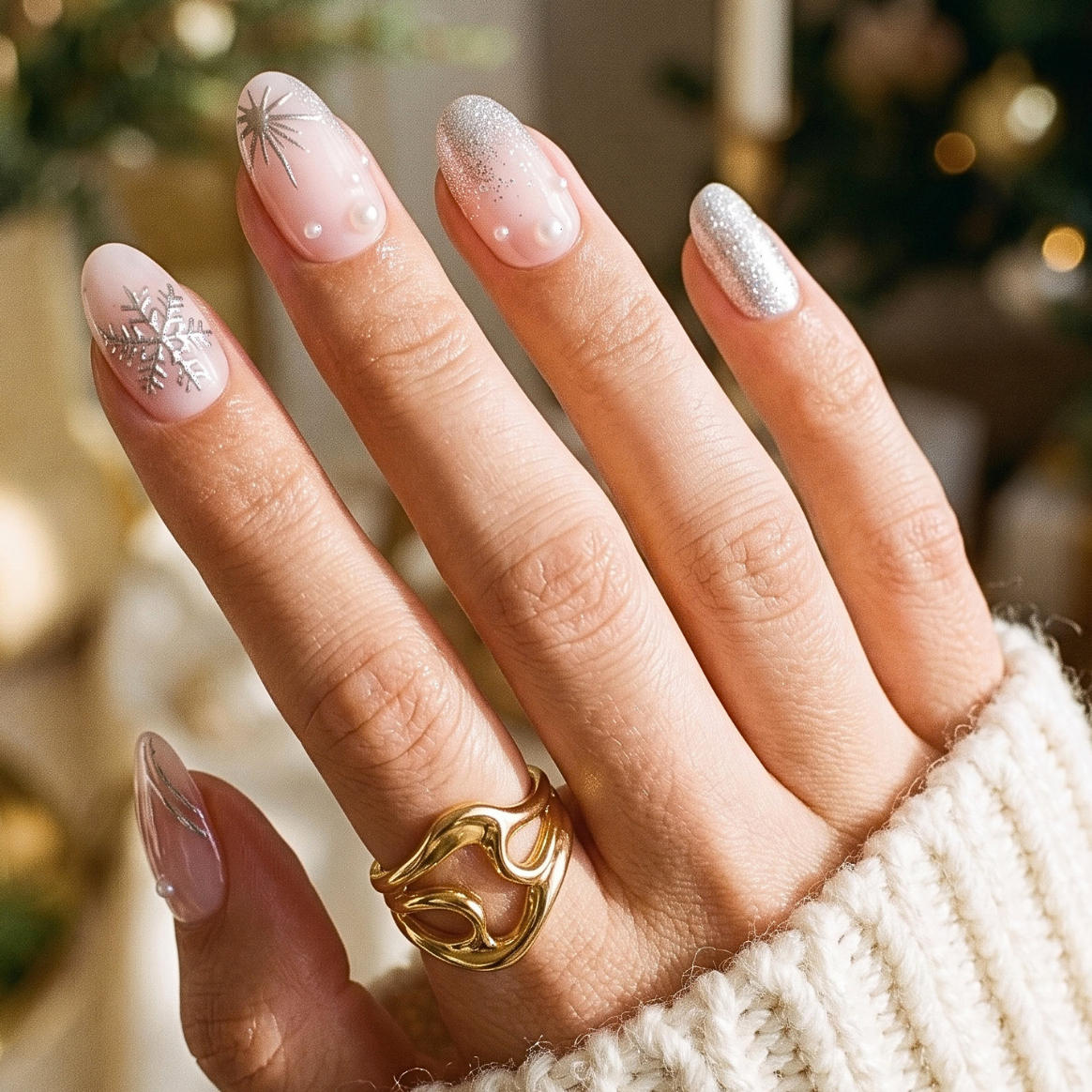 Frosted Tips- Soft Gel Press Ons (Short Oval)