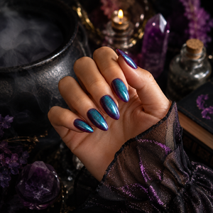 Devil's Kiss (Cat's Eye) - Soft Gel Press Ons (Short Almond)