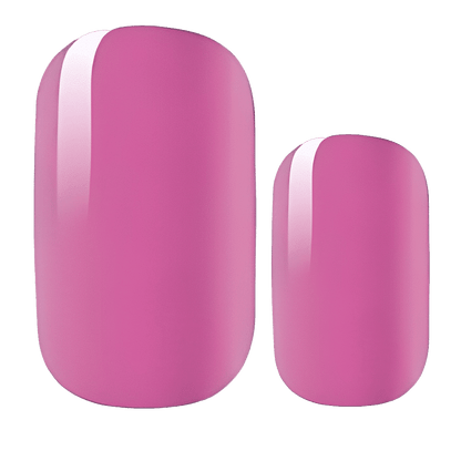 Glossy pink nail art wraps in two sizes showing smooth solid colour finish