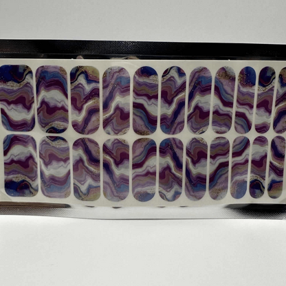 Purple amethyst marble nail wraps wide fit sheet with natural stone veining pattern