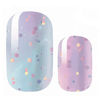 Pastel blue pink purple ombre nail wraps with holographic glitter confetti sparkles