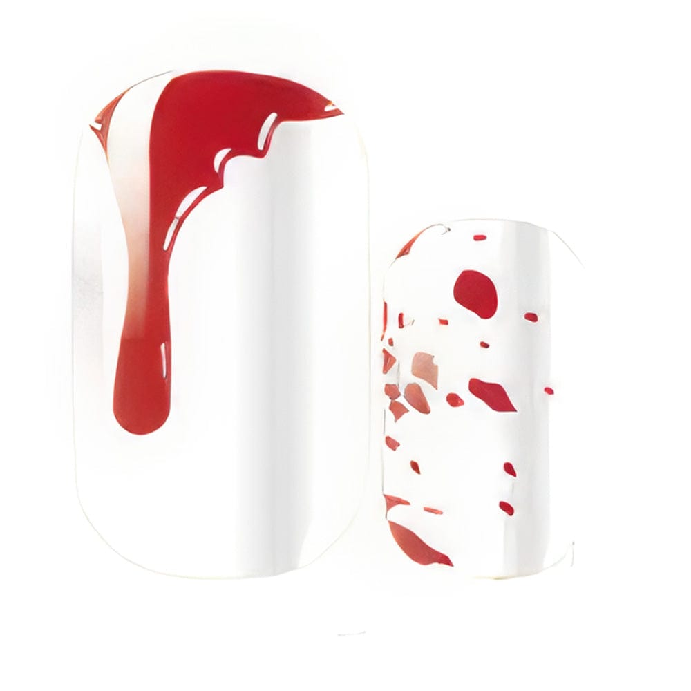 Red blood drip and splatter pattern non-UV nail wraps Halloween gothic nail art design