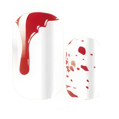 Red blood drip and splatter pattern non-UV nail wraps Halloween gothic nail art design