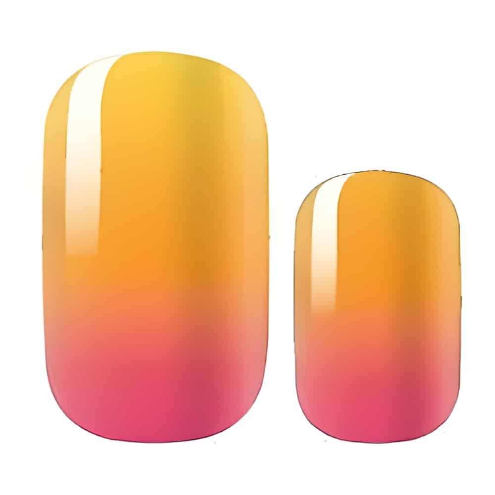Orange to pink gradient ombre nail wraps for at-home manicure
