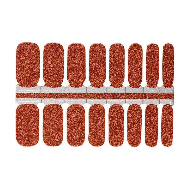 Burnt sienna glitter nail wrap sheet with 16 pieces for DIY manicure