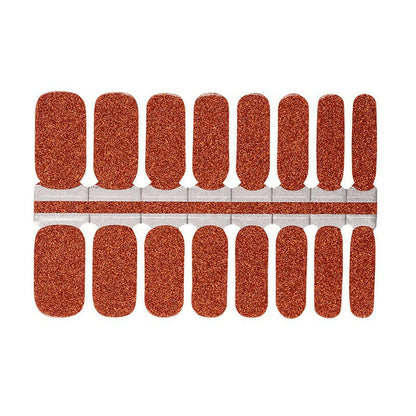 Burnt sienna glitter nail wrap sheet with 16 pieces for DIY manicure