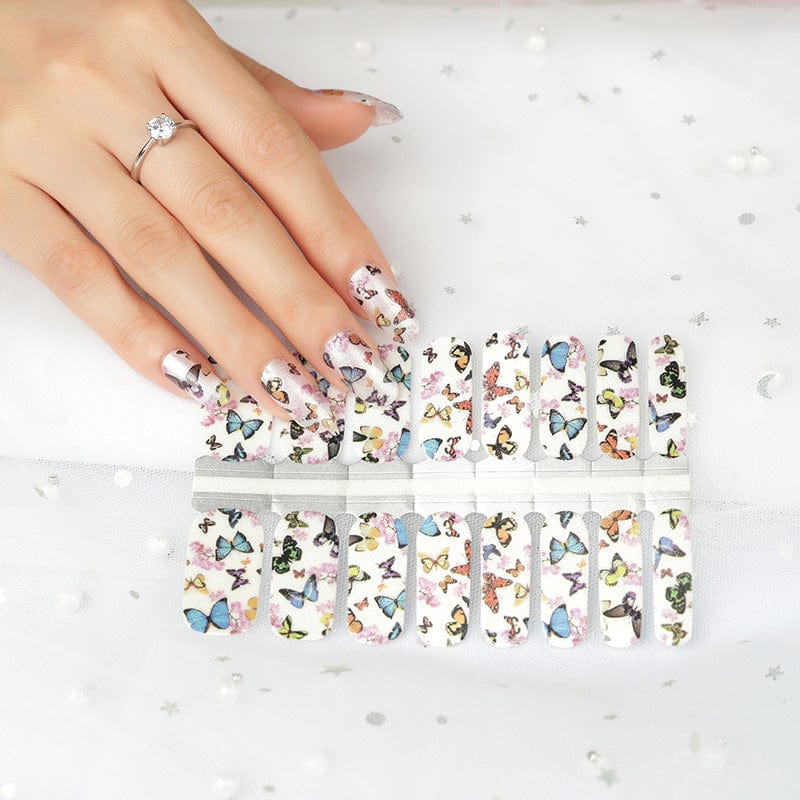 Butterfly nail wraps sheet with colourful butterfly designs for at-home manicure