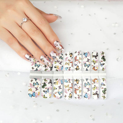 Butterfly nail wraps sheet with colourful butterfly designs for at-home manicure