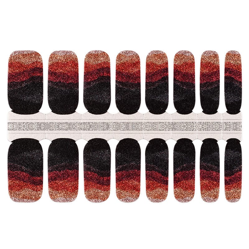 Red black glitter gradient nail wraps with sparkly ombre design strips