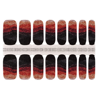 Red black glitter gradient nail wraps with sparkly ombre design strips