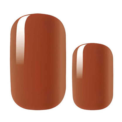 Glossy brown chocolate nail wraps in two sizes for at-home manicure