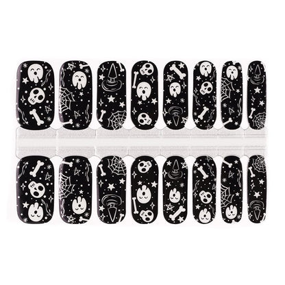 Gothic skull and crossbones nail wraps sheet with Halloween designs