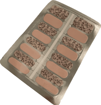 Nude and brown floral nail wraps with botanical leaf pattern for at-home manicure