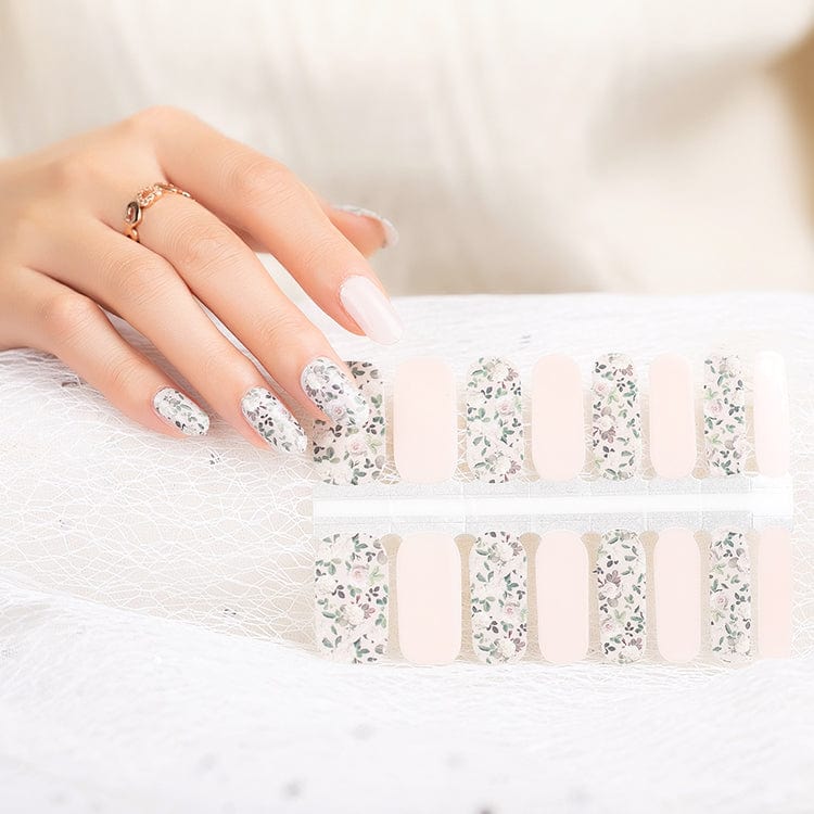 Non-UV nail wraps sheet showing floral botanical pattern with roses and leaves design