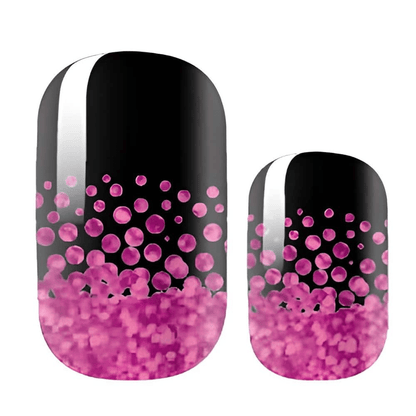 Pink glitter black nail art design showing gradient effect on nail wrap