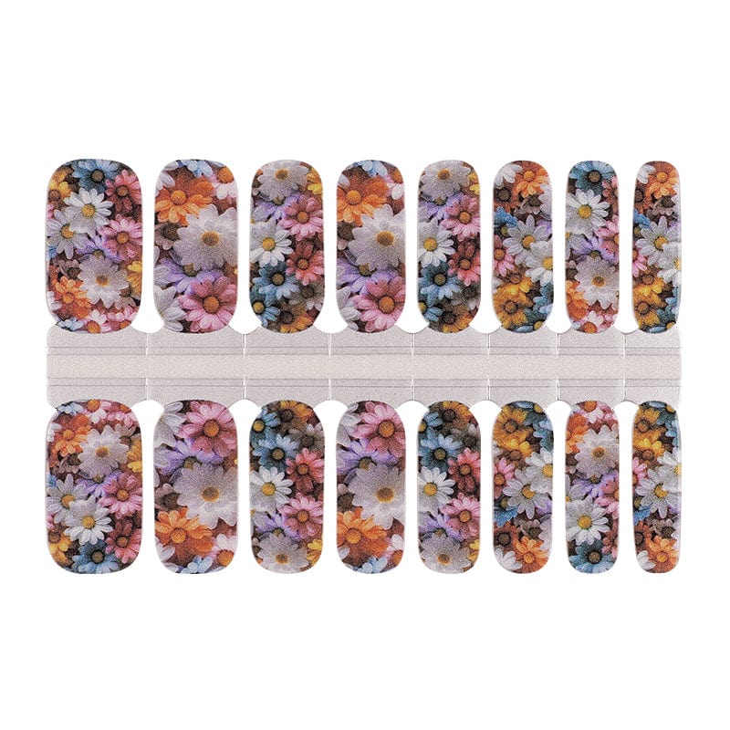 Floral nail wrap sheet watercolour flower pattern multicolour botanical design