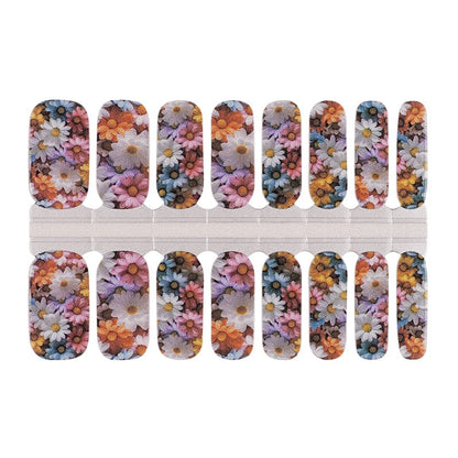 Floral nail wrap sheet watercolour flower pattern multicolour botanical design