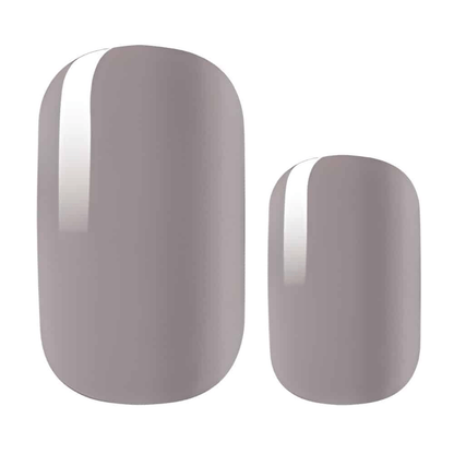 Two grey nail wrap strips showing fog colour for at-home manicure application