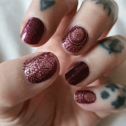 Holy Grail Nail Non-UV Nail Wraps Glitter Mandala (Glitter) - Wide Fit Wrap (22 Piece)