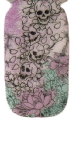 Skull lace nail wrap design with purple and green ombre gothic pattern