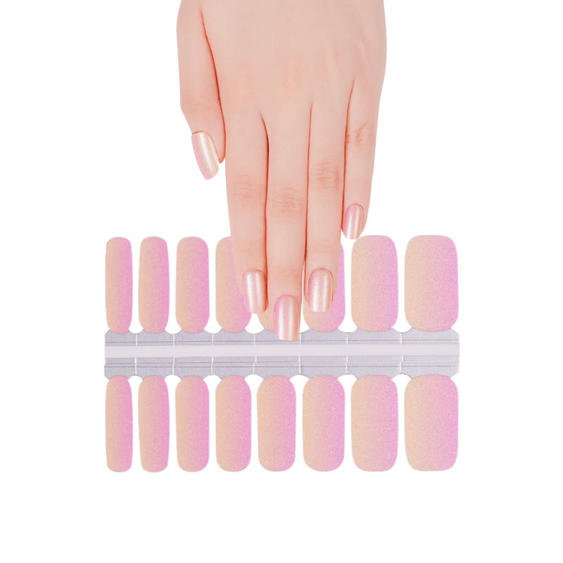 Pink coral ombre nail wrap sheets for at-home manicure with sunset gradient design