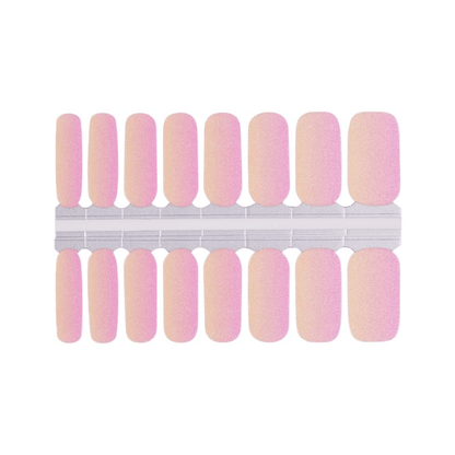 Complete set of pink coral gradient nail wraps with sunset ombre finish