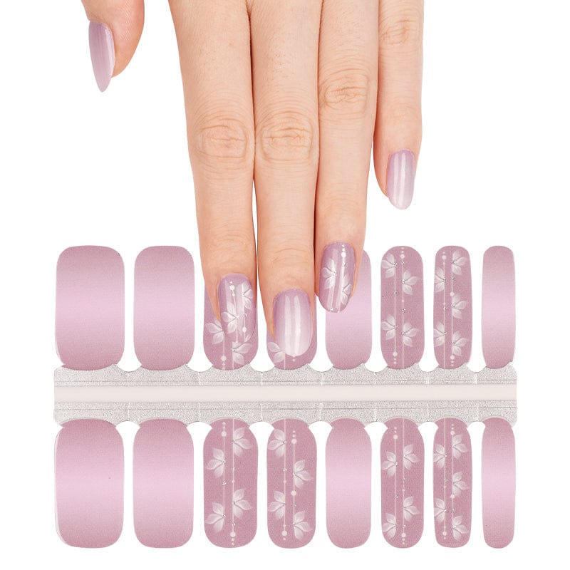 Pink cherry blossom non-UV nail wraps sheet with floral pattern designs displayed