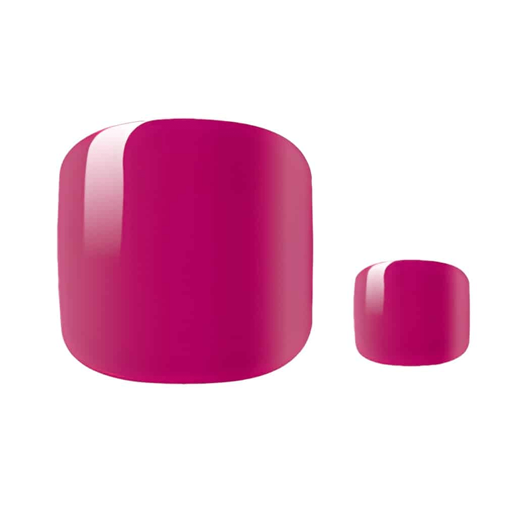 Hot pink glossy toe nail wraps in two sizes for pedicure application