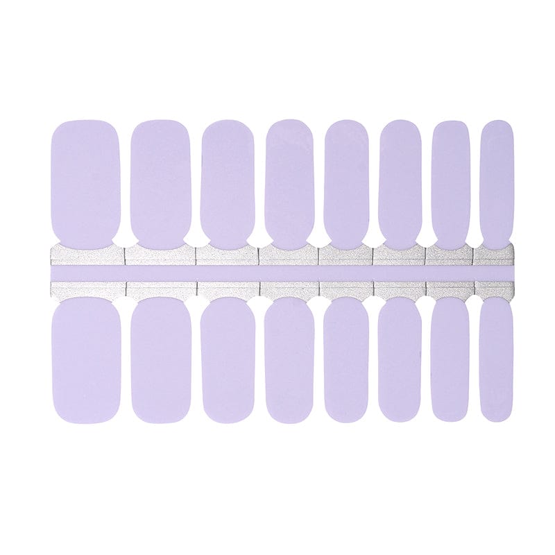Complete sheet of lavender purple non-UV nail wraps for at-home manicure application
