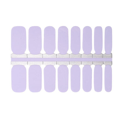 Complete sheet of lavender purple non-UV nail wraps for at-home manicure application
