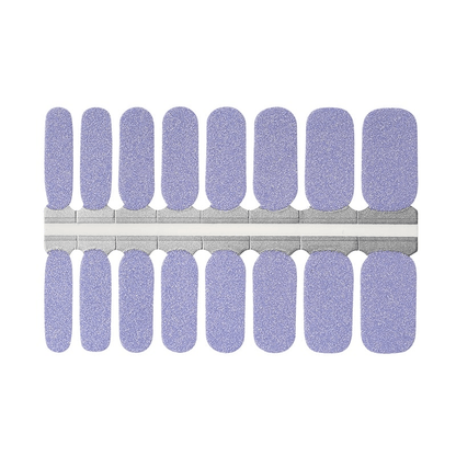 Sheet of lavender glitter nail wraps showing sparkly purple finish for manicures