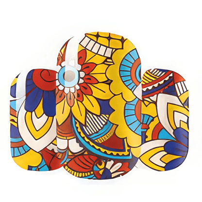 Liberty print gel nail wraps featuring vintage floral designs in navy orange and cream colours