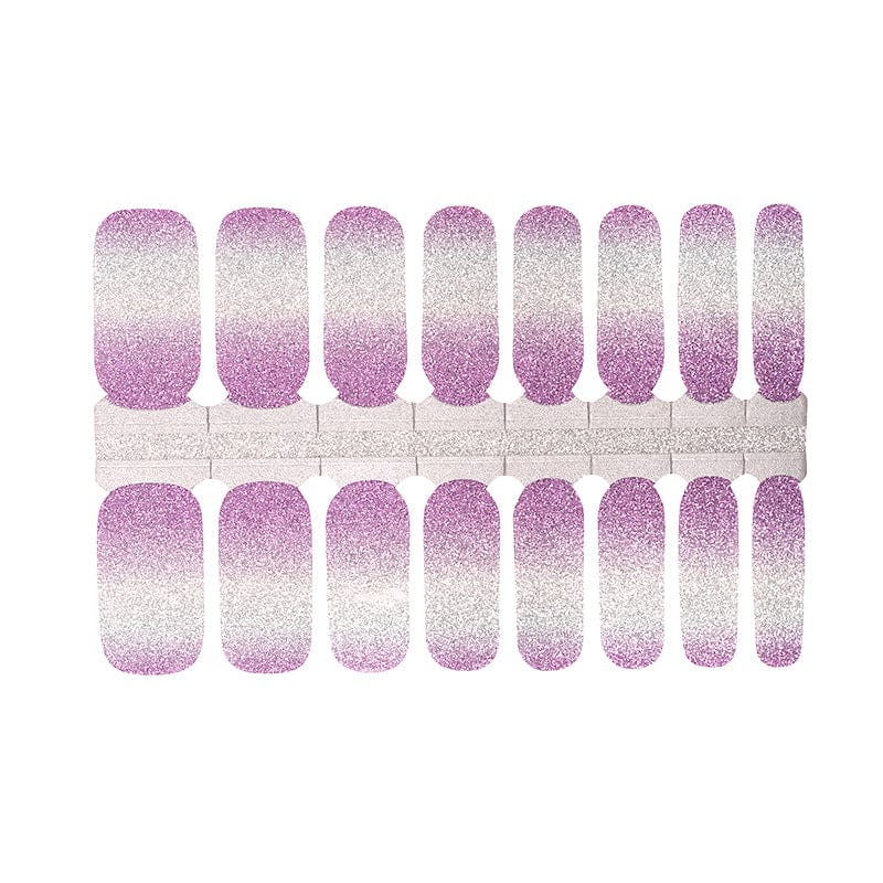 Purple glitter ombre nail wraps sheet with sparkly gradient design for at-home manicure