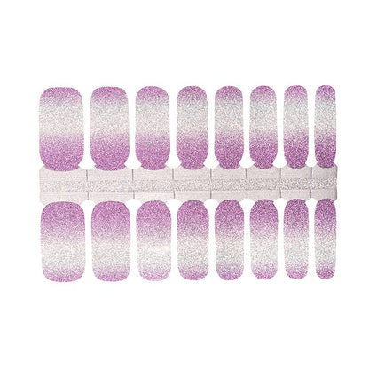Purple glitter ombre nail wraps sheet with sparkly gradient design for at-home manicure