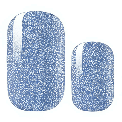 Blue glitter nail wraps close-up showing sparkly metallic finish on oval shaped gel nail wraps