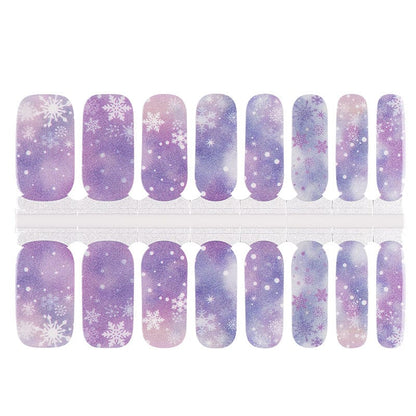 Lilac purple nail wraps with silver snowflakes and glitter sparkle winter design sheet