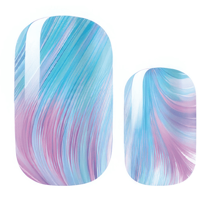 Blue pink swirl non-UV nail wraps showing flowing abstract pattern design