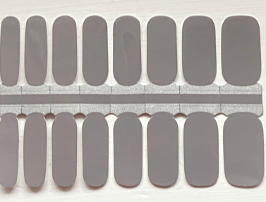 Grey solid colour nail wraps sheet with multiple sizes for DIY manicures