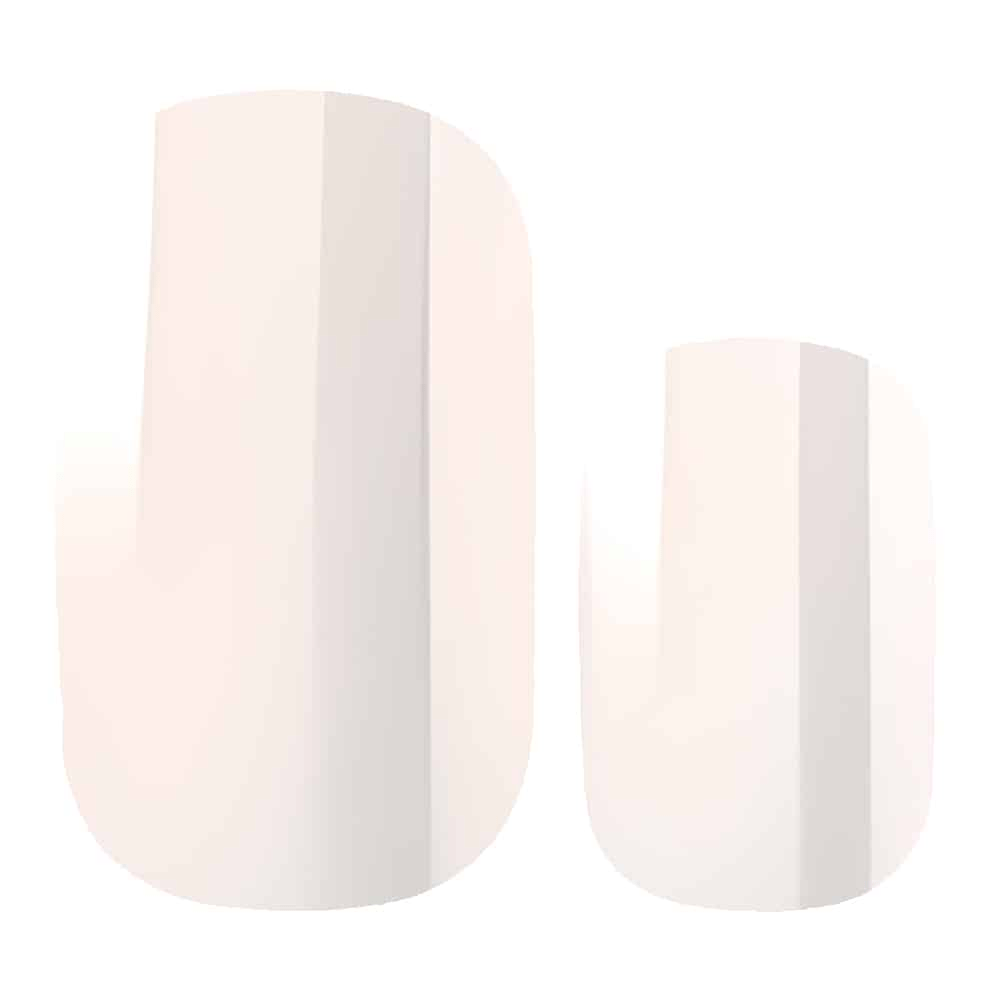 White pearl finish nail wrap samples showing elegant solid colour gel nail design