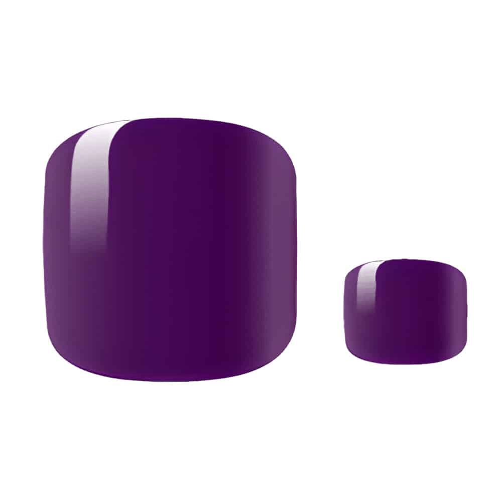 Close-up of glossy deep purple nail wraps showing smooth mulberry finish