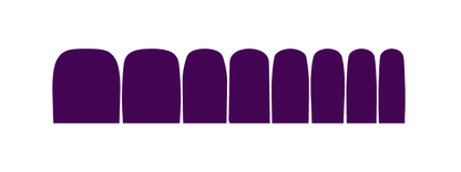 Set of purple glossy pedicure nail wraps in various sizes for toes