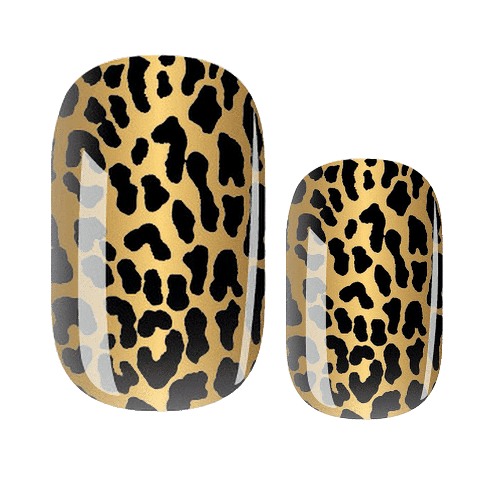 Two leopard print nail wrap samples showing brown and tan animal print design