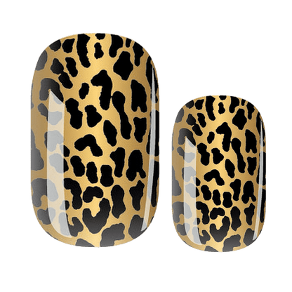 Two leopard print nail wrap samples showing brown and tan animal print design