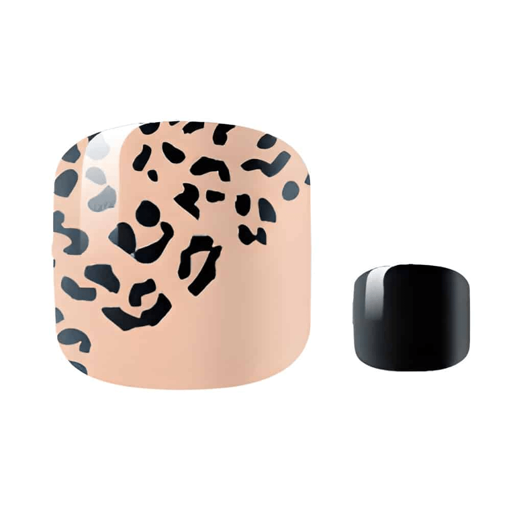 Animal print pedicure wraps showing leopard spot design in black and nude colours
