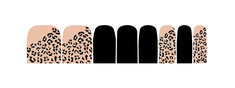 Leopard print pedicure nail wraps with nude and black animal print design for toes