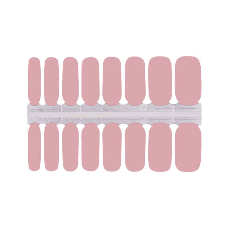 Soft pink peach blossom non-UV nail wraps sheet showing individual nail sizes