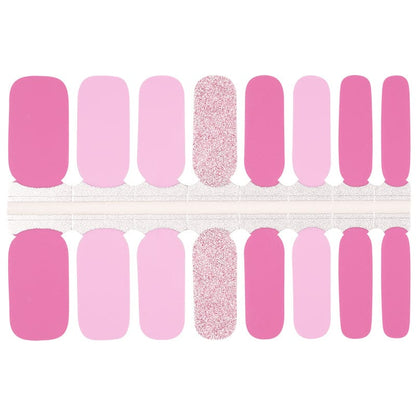 Pink non-UV nail wraps sheet with rose gold glitter accent design