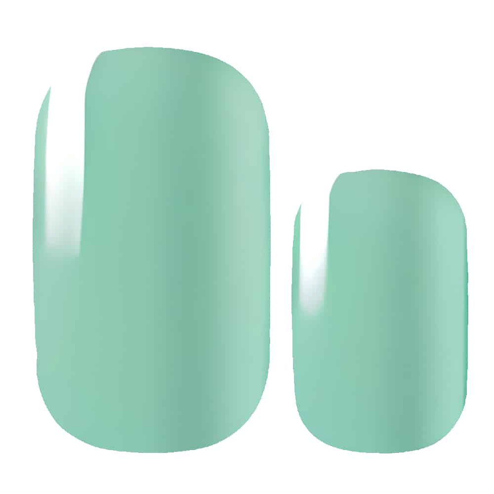 Glossy mint green nail art wraps in two sizes for DIY manicure